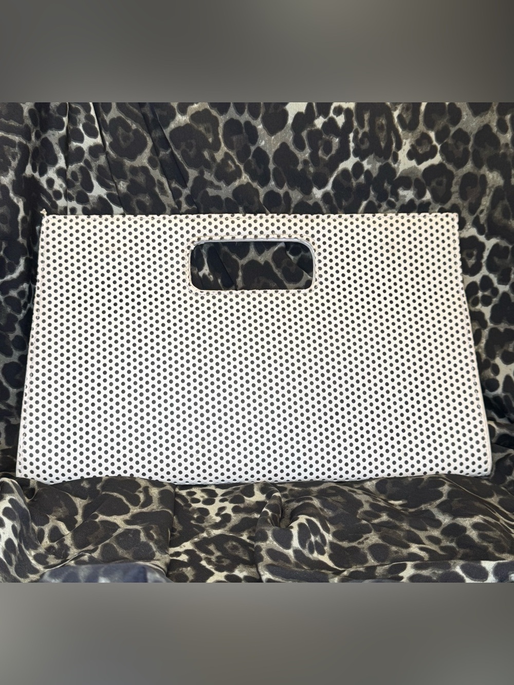 Giannini Flat Rectangular Polka Dot Clutch with Cutout Handle